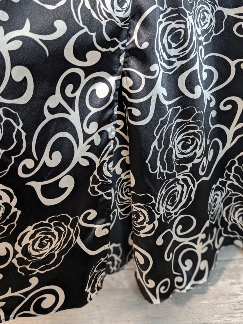 Strapless Sweetheart Satin Black Ivory Floral Mermaid Gown 8 Y2K Formal NWT - Picture 8 of 17